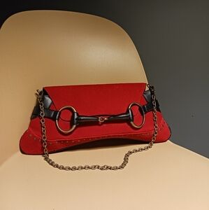 Fashion designer inspired red real leather shoulder bag